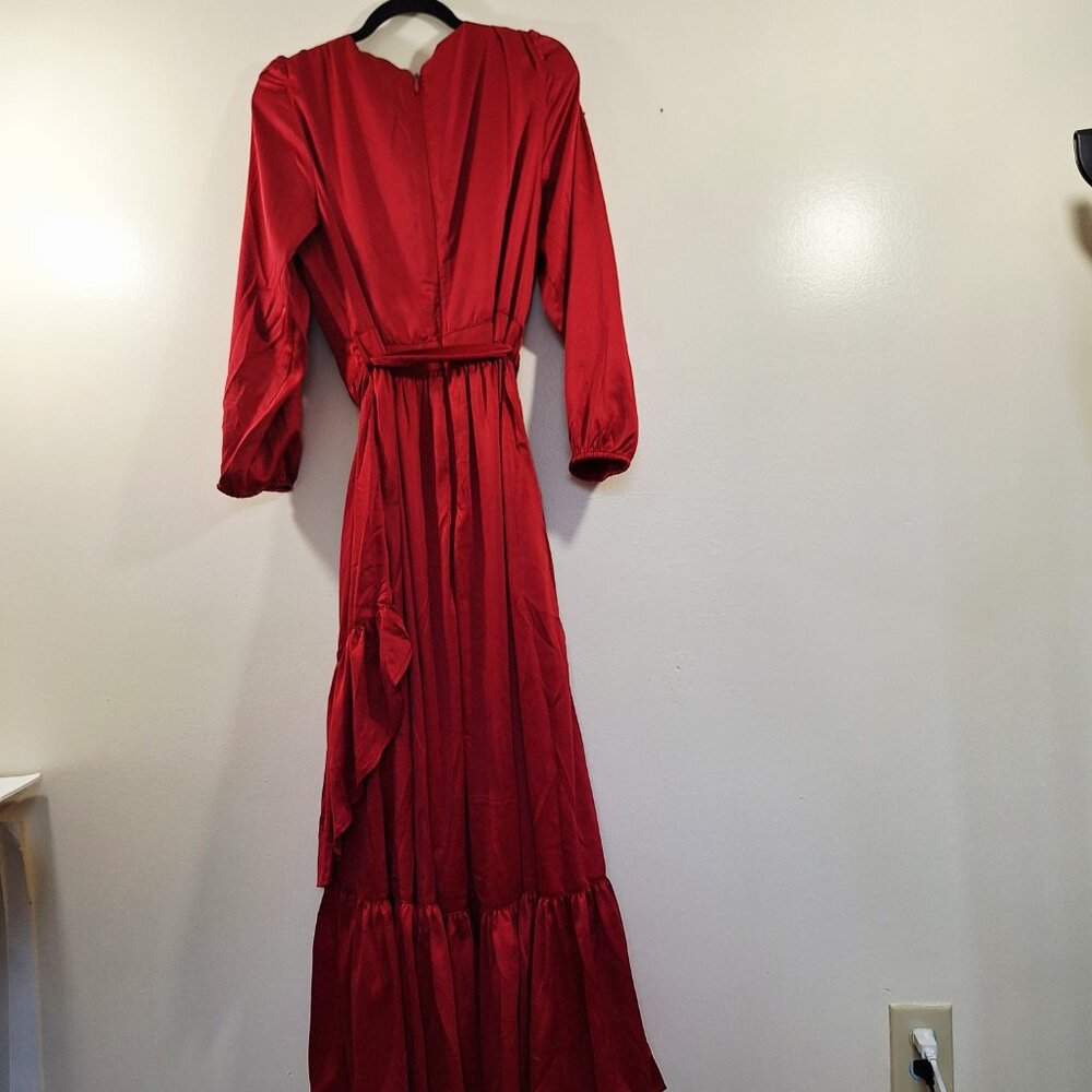 NWT Ivey City Co Mi Amor belted long sleeve red dress size XL party formal - Picture 2 of 12